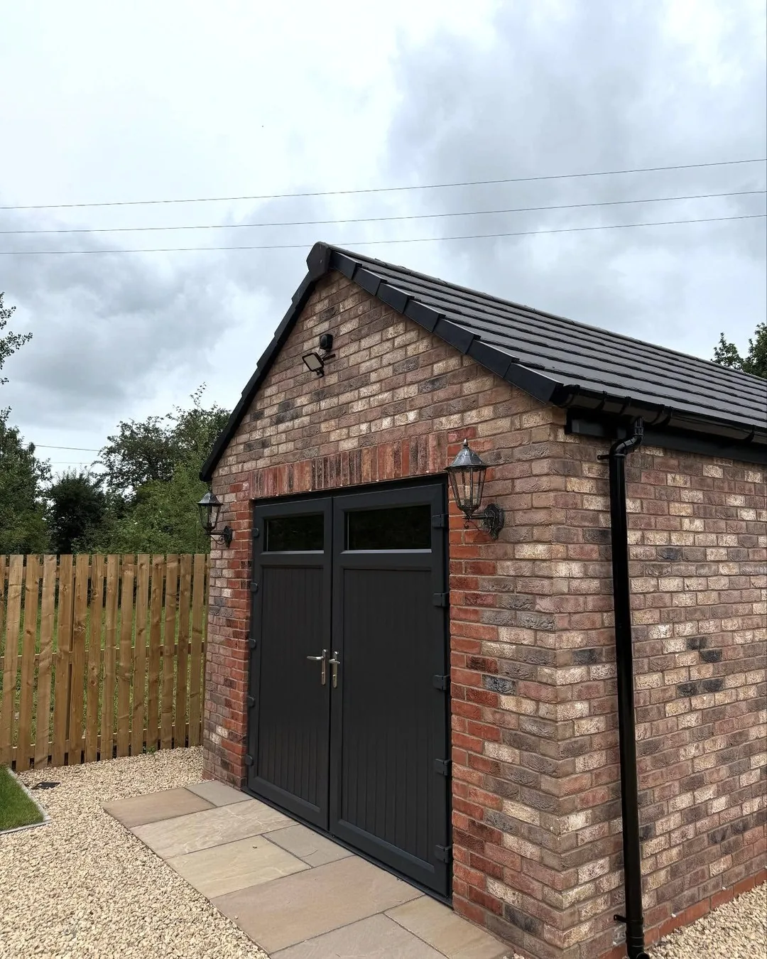 Detached brick garage at the Carlisle new build