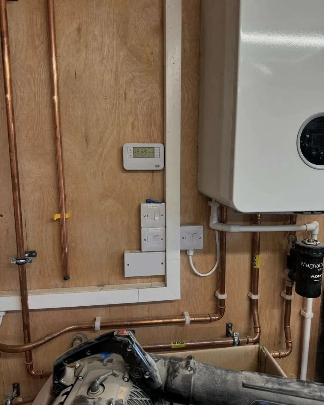 Hot water pipework and immersion connection fed by the solar diverter